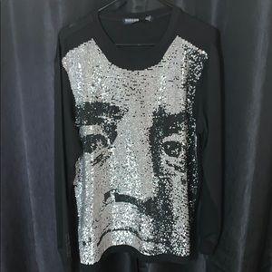 Black/Platinum Rhinestone Benjamin Franklin Tee